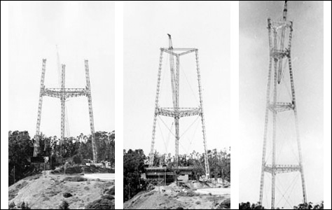 Original Photo Credit: San Francisco Public Library --- Sutro Tower under construction (Left to Right) AAC-1275 1972; AAC-1281 April 1972; AAC-1278 15 August 1972